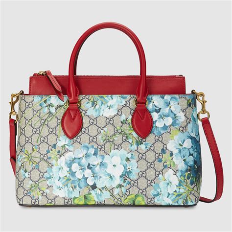 gucci tote blue flowers|genuine gucci tote bags.